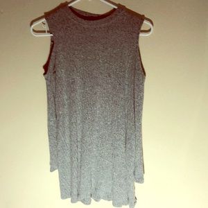 Gray dress with open should sleeve